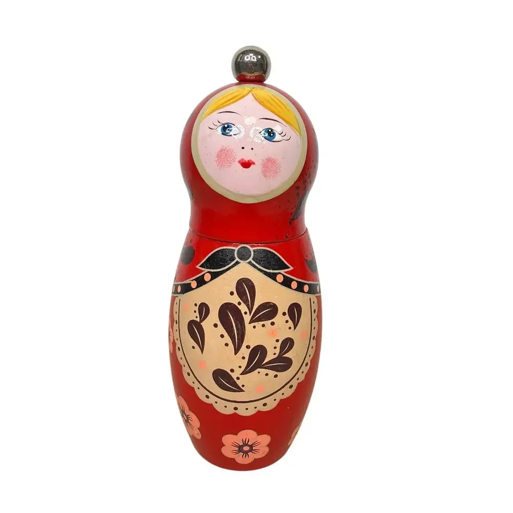 Kikkerland Babushka Red Wood Pepper Mill